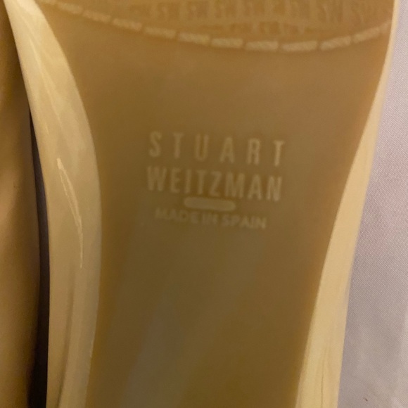 Stuart Weitzman Patent Leather pump tan shoe with cone heel size 9 1/2 NWOT - Picture 8 of 10